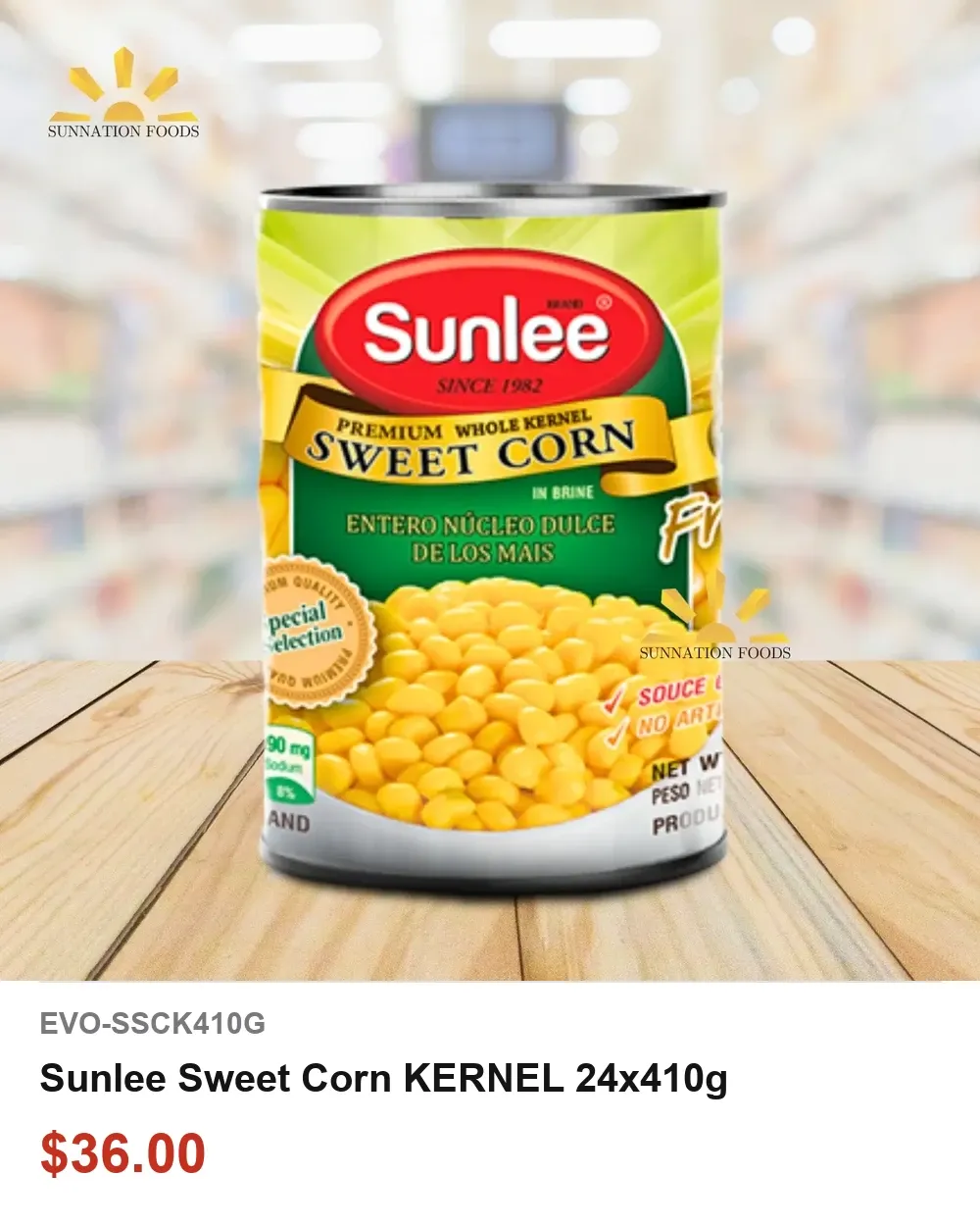 Sunlee Sweet Corn KERNEL 24x410g