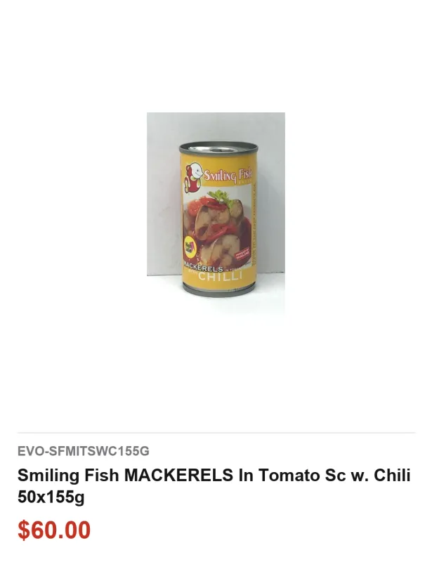 Smiling Fish MACKERELS In Tomato Sc w. Chili 50x155g