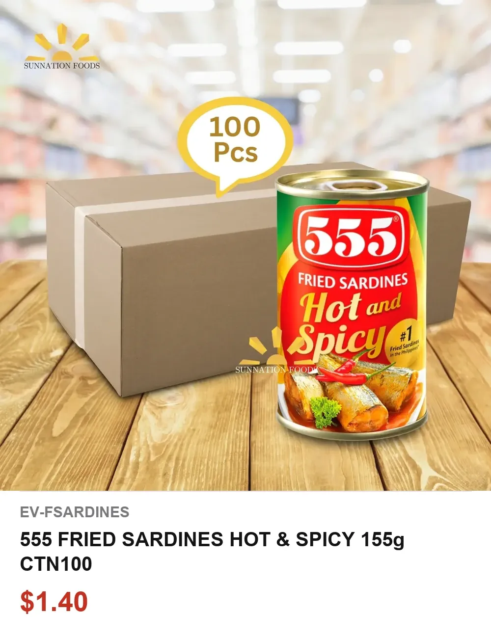 555 FRIED SARDINES HOT &amp; SPICY 155g CTN100