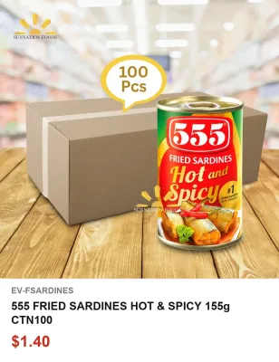 555 FRIED SARDINES HOT &amp; SPICY 155g CTN100