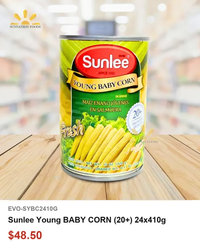 Sunlee Young BABY CORN (20+) 24x410g