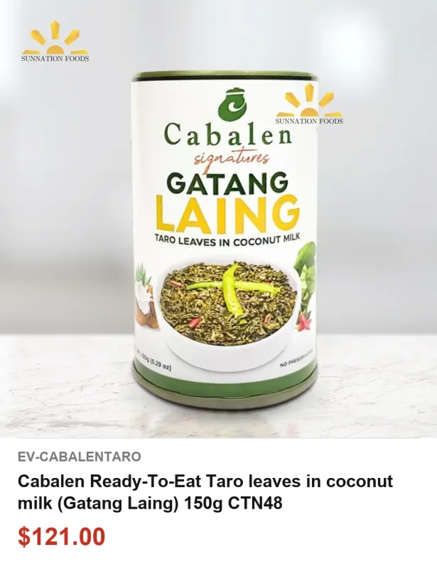 Cabalen Ready-To-Eat Taro leaves in coconut milk (Gatang Laing) 150g CTN48