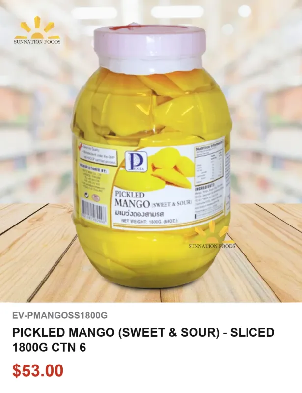 PICKLED MANGO (SWEET &amp; SOUR) - SLICED 1800G CTN 6