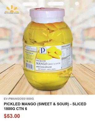 PICKLED MANGO (SWEET &amp; SOUR) - SLICED 1800G CTN 6