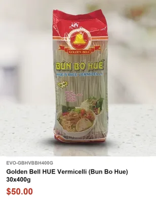 Golden Bell HUE Vermicelli (Bun Bo Hue) 30x400g