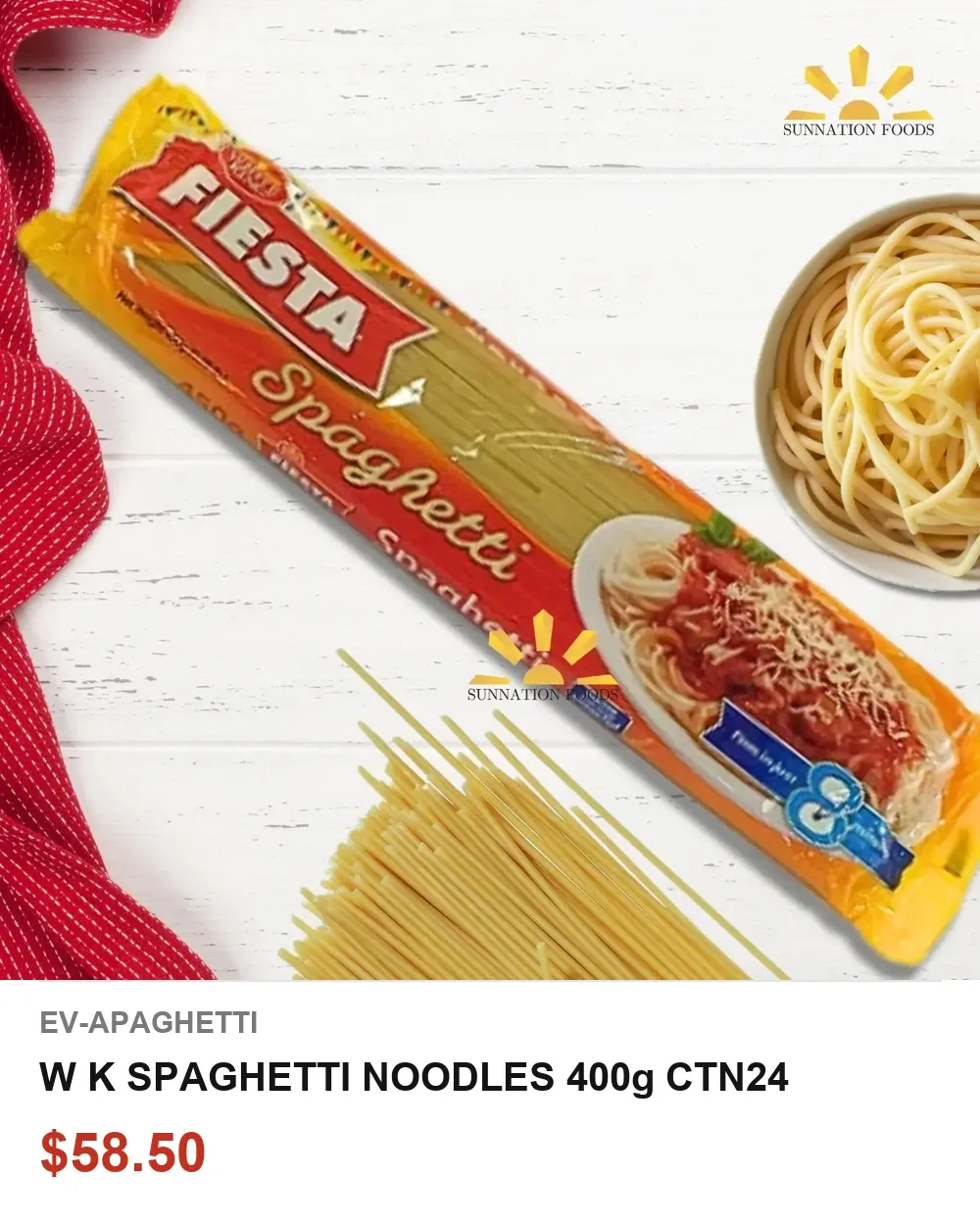 W K SPAGHETTI NOODLES 400g CTN24
