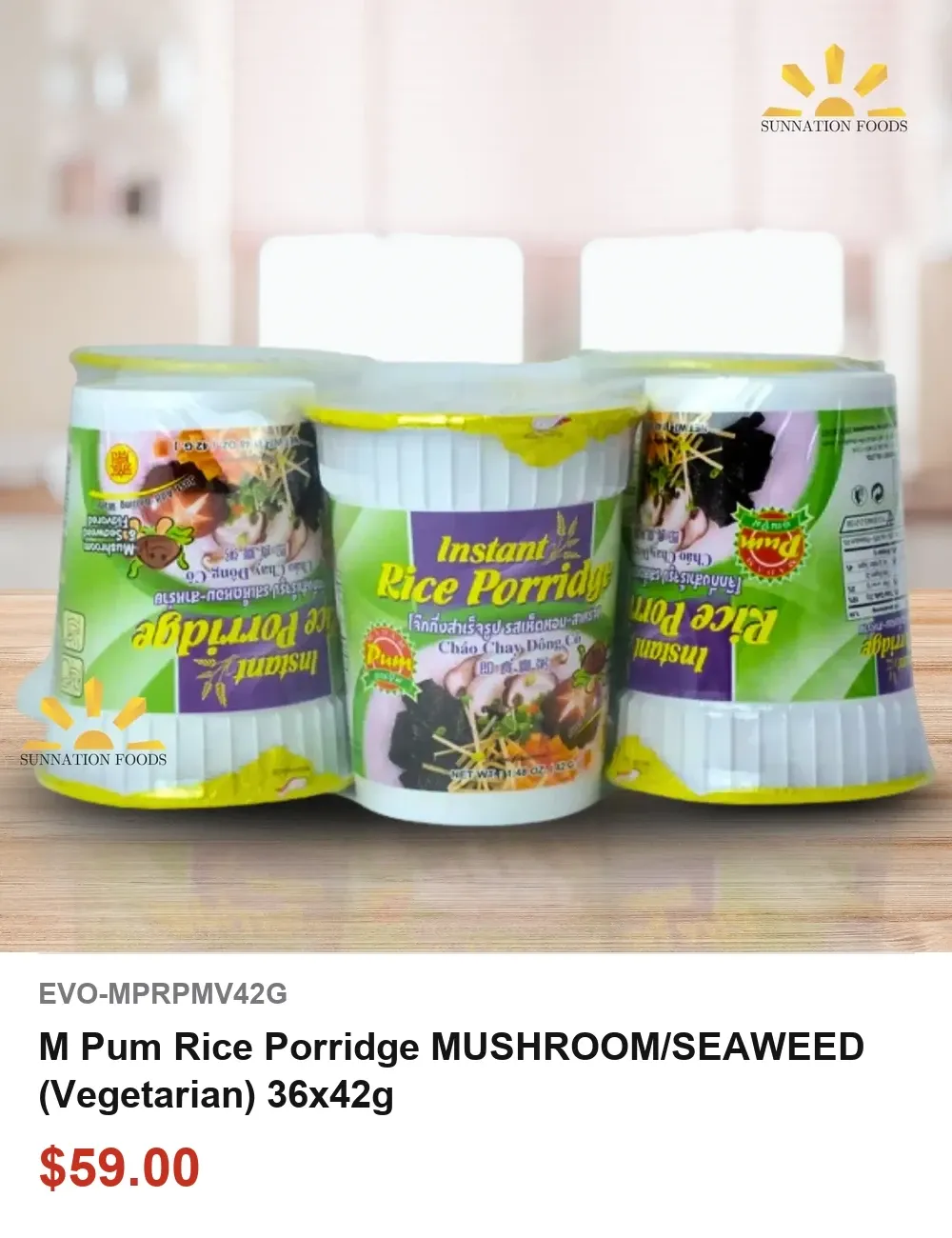 M Pum Rice Porridge MUSHROOM-SEAWEED (Vegetarian) 36x42g
