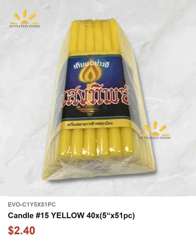 Candle #15 YELLOW 40x(5"x51pc)