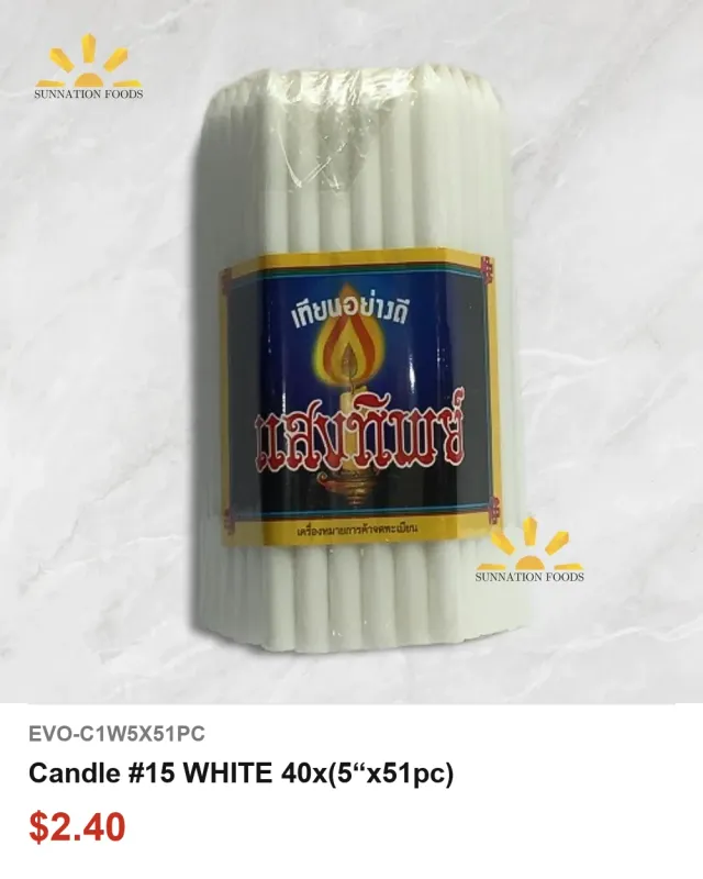 Candle #15 WHITE 40x(5"x51pc)