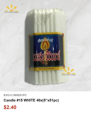 Candle #15 WHITE 40x(5"x51pc)