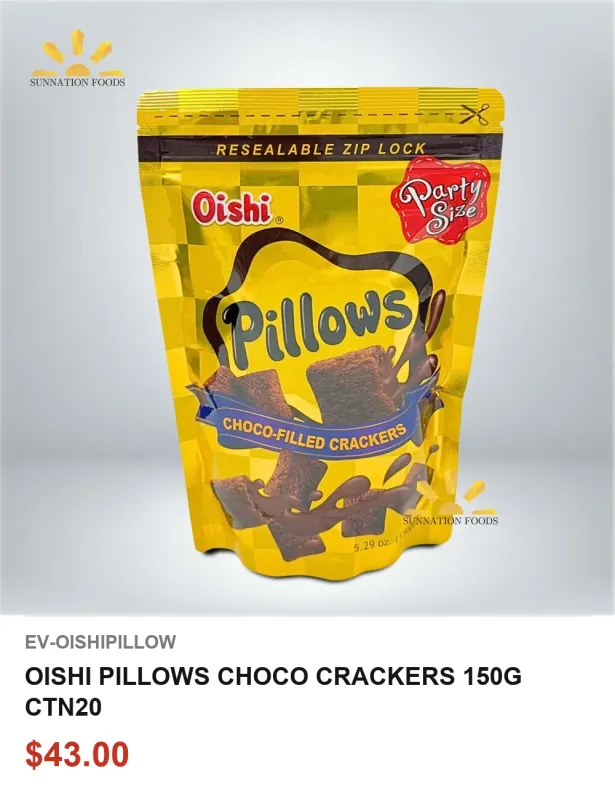 OISHI PILLOWS CHOCO CRACKERS 150G CTN20