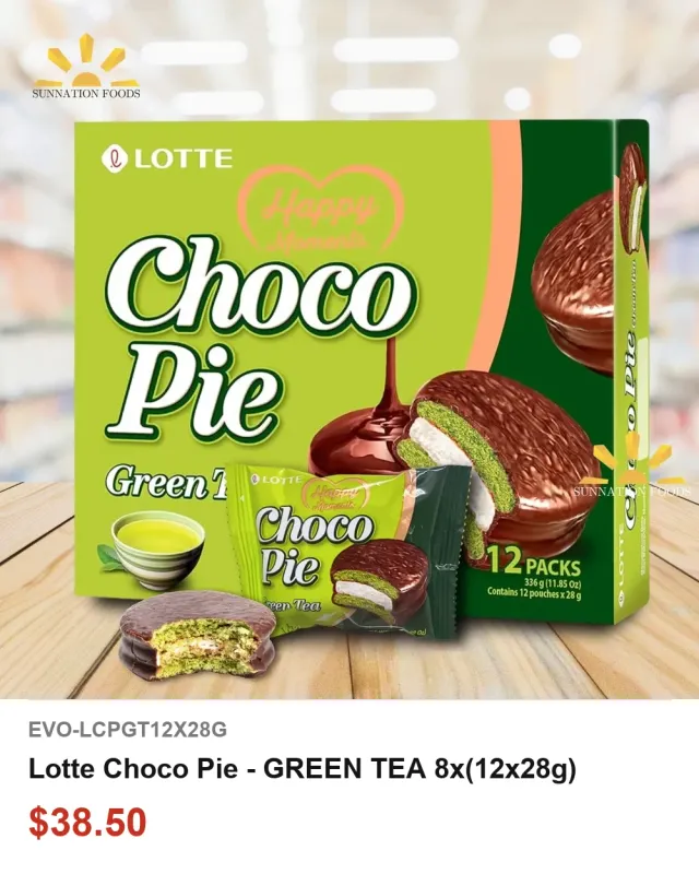 Lotte Choco Pie - GREEN TEA 8x(12x28g)