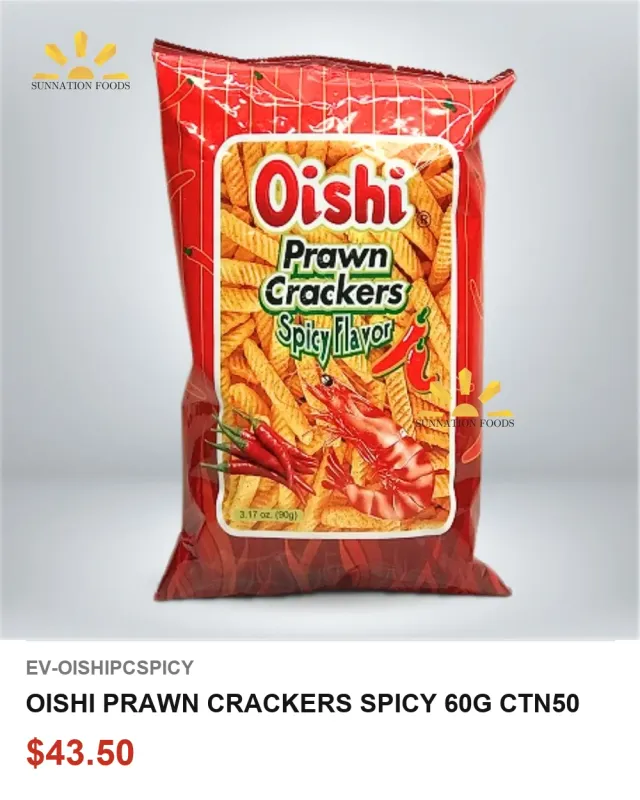 OISHI PRAWN CRACKERS SPICY 60G CTN50