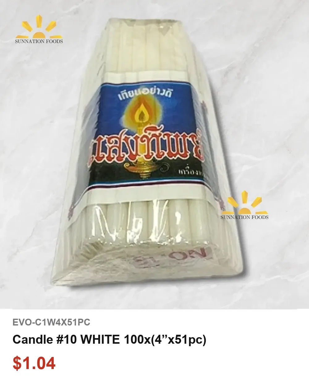 Candle #10 WHITE 100x(4"x51pc)