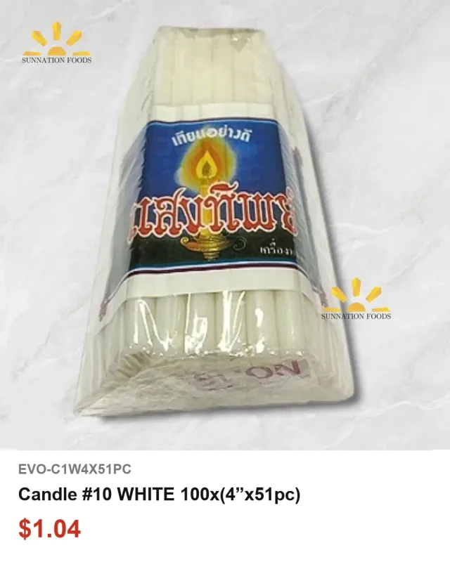 Candle #10 WHITE 100x(4"x51pc)
