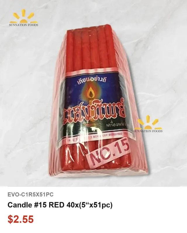 Candle #15 RED 40x(5"x51pc)