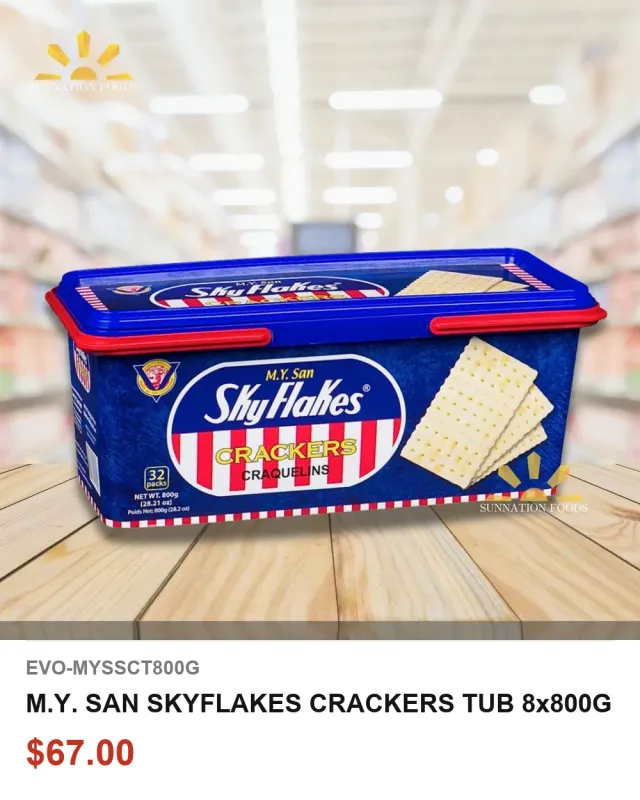 M.Y. SAN SKYFLAKES CRACKERS TUB 8x800G