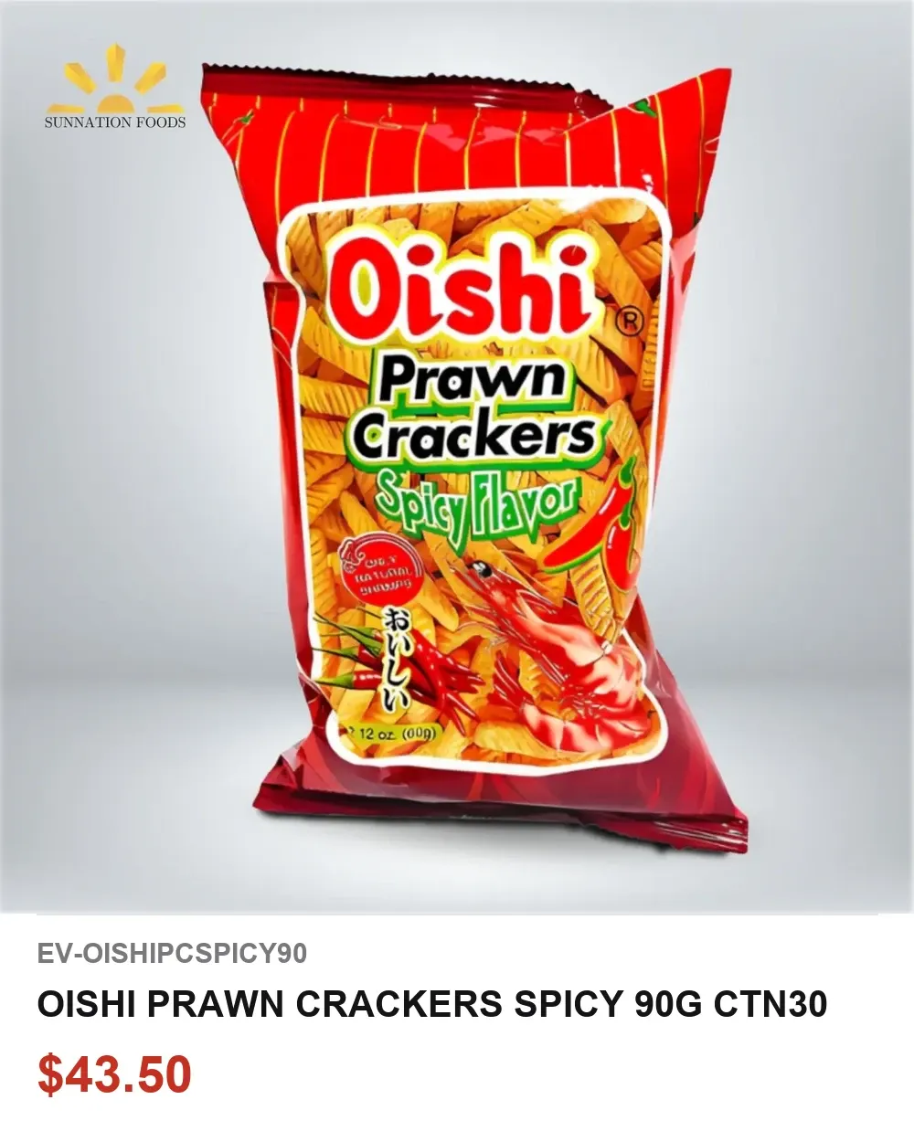 OISHI PRAWN CRACKERS SPICY 90G CTN30