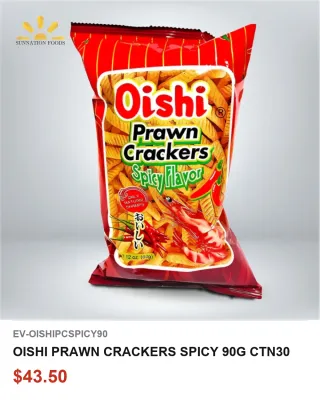 OISHI PRAWN CRACKERS SPICY 90G CTN30