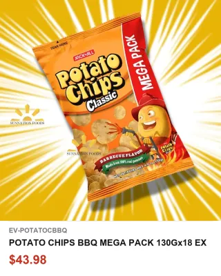 POTATO CHIPS BBQ MEGA PACK 130Gx18 EX