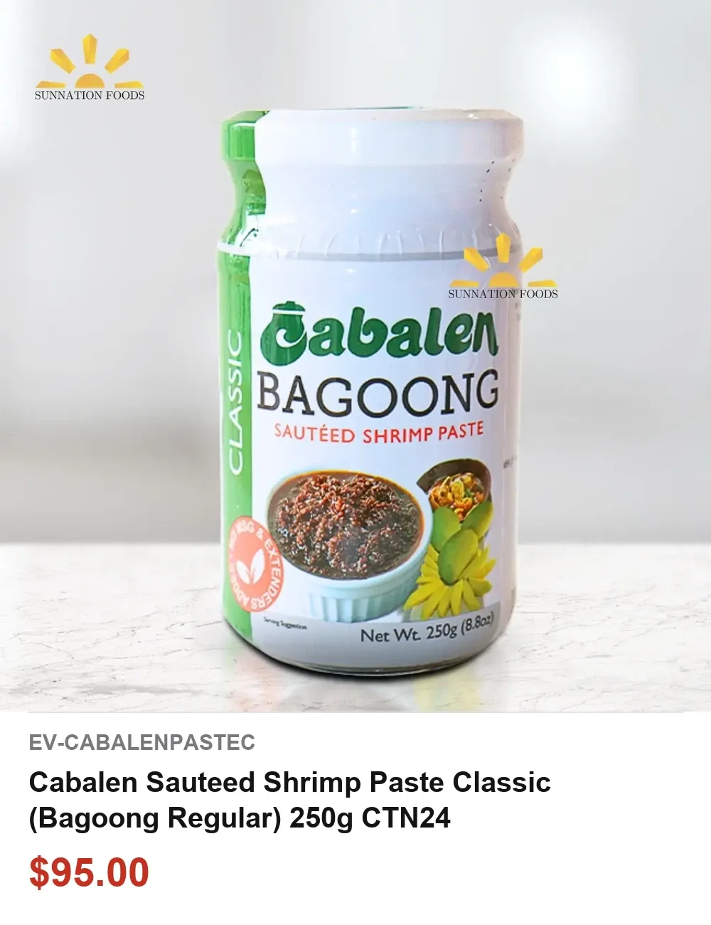 Cabalen Sauteed Shrimp Paste Classic (Bagoong Regular) 250g CTN24