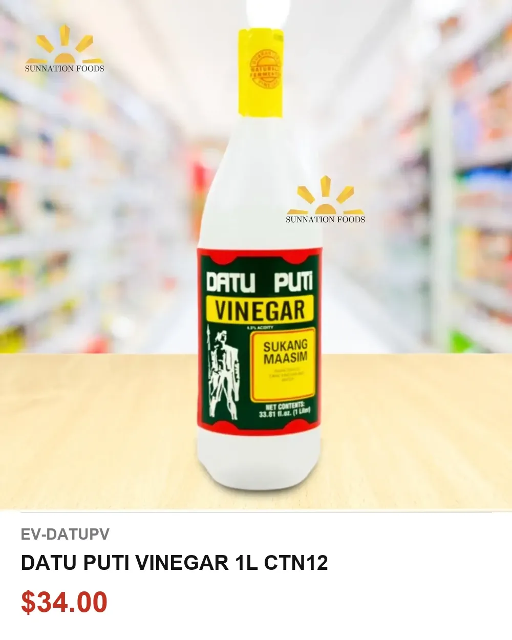 DATU PUTI VINEGAR 1L CTN12