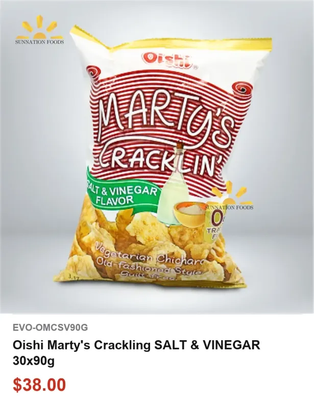 Oishi Marty's Crackling SALT &amp; VINEGAR 30x90g