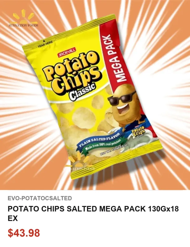 POTATO CHIPS SALTED MEGA PACK 130Gx18 EX