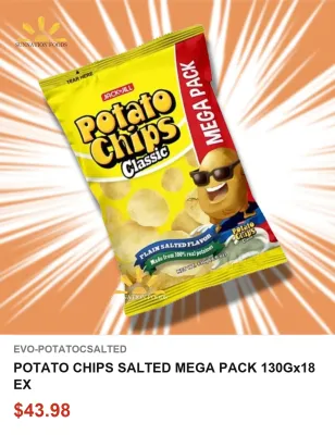 POTATO CHIPS SALTED MEGA PACK 130Gx18 EX