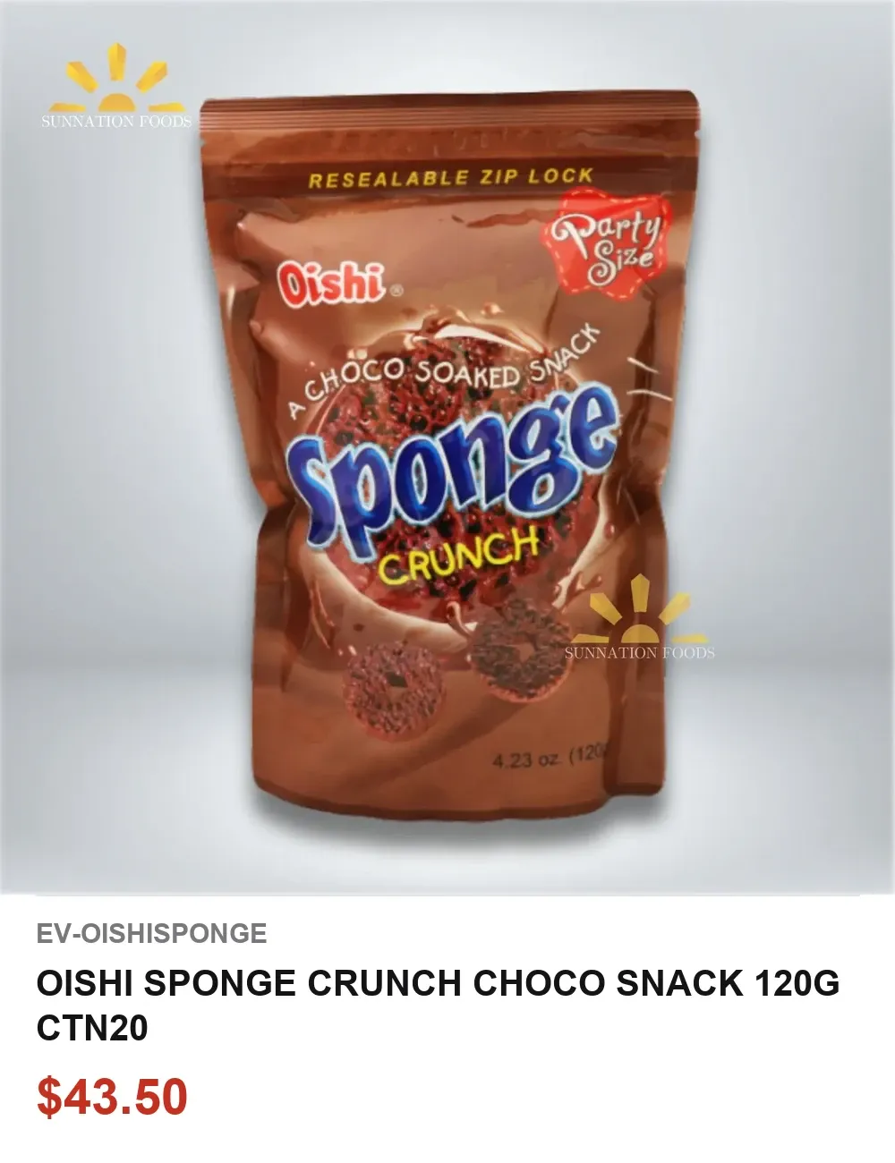 OISHI SPONGE CRUNCH CHOCO SNACK 120G CTN20