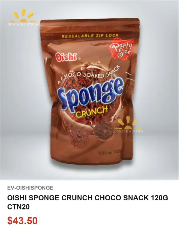 OISHI SPONGE CRUNCH CHOCO SNACK 120G CTN20