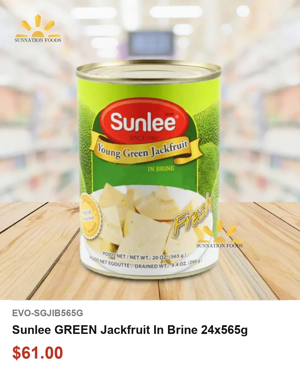 Sunlee GREEN Jackfruit In Brine 24x565g