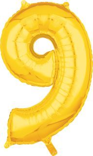 26" Gold Number 9 Balloon