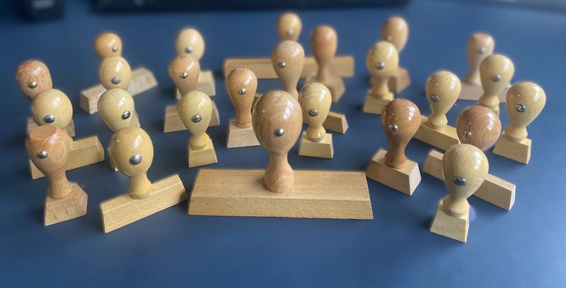 10 Stück Holzstempel mit Montageplatte und Stempelgummi