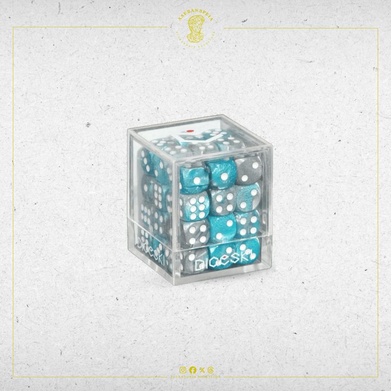 DICESKI - Gemini - 12mm D6 Steel Blue & Silver