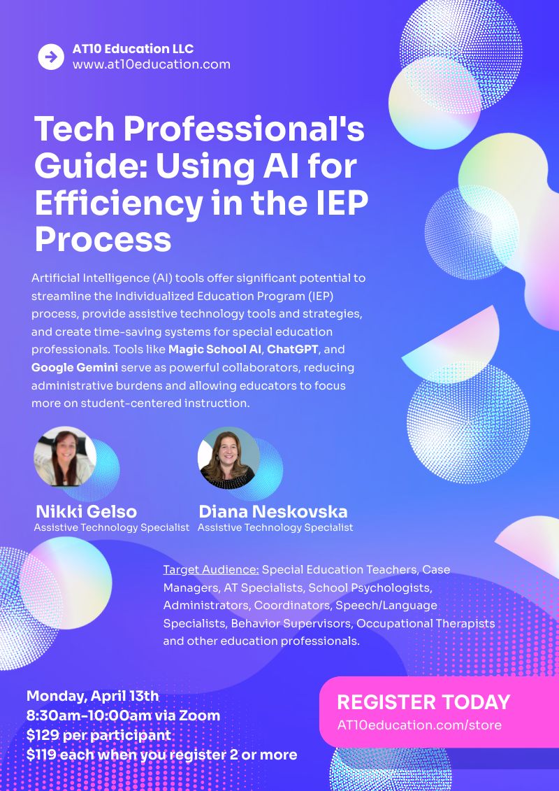 Webinar - Using AI for Efficiency in the IEP Process - Monday, 4/13/2026, 8:30am-10:00am PST via Zoom