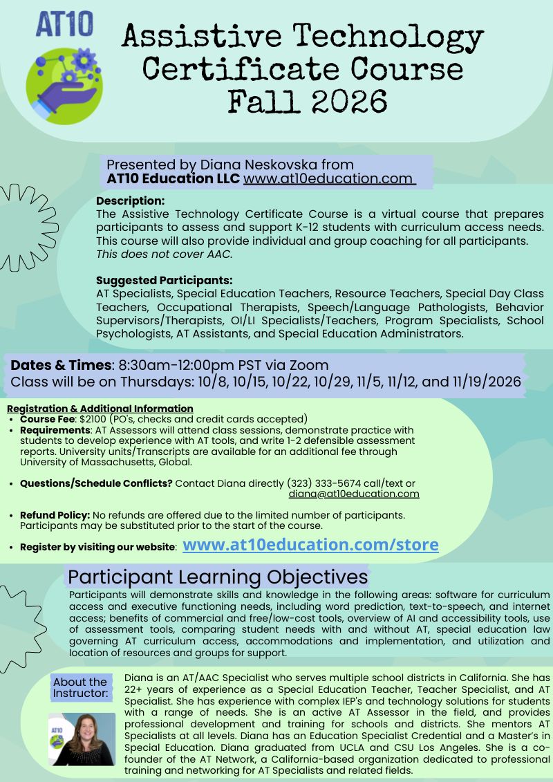 AT Certificate Course - Fall 2026 - Virtual, Begins 10/8/2026