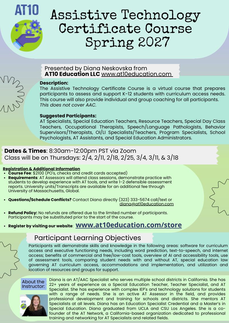 AT Certificate Course - Spring 2026 - Virtual, Begins 2/4/2027 AT Certificate Course - Spring 2026 - Virtual, Begins 2/4/2027