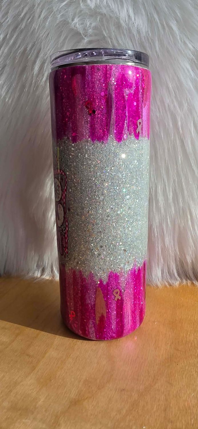 20oz Skinny Alcohol Ink Brush Stroke She Is A Fighter