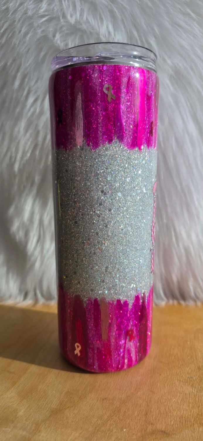 20oz Skinny Alcohol Ink Brush Stroke She Is A Fighter