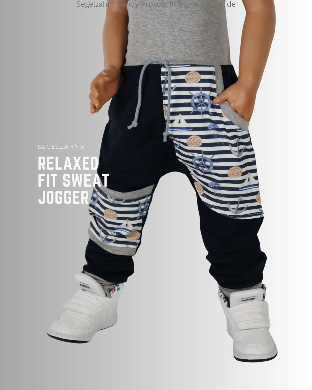 Slim Fit Sweat Hose Kinder Unisex blaue Sweathose gemütlich weit geschnitte, Unisex Kinderhose Maritim Dunkelblau. Kinderhose