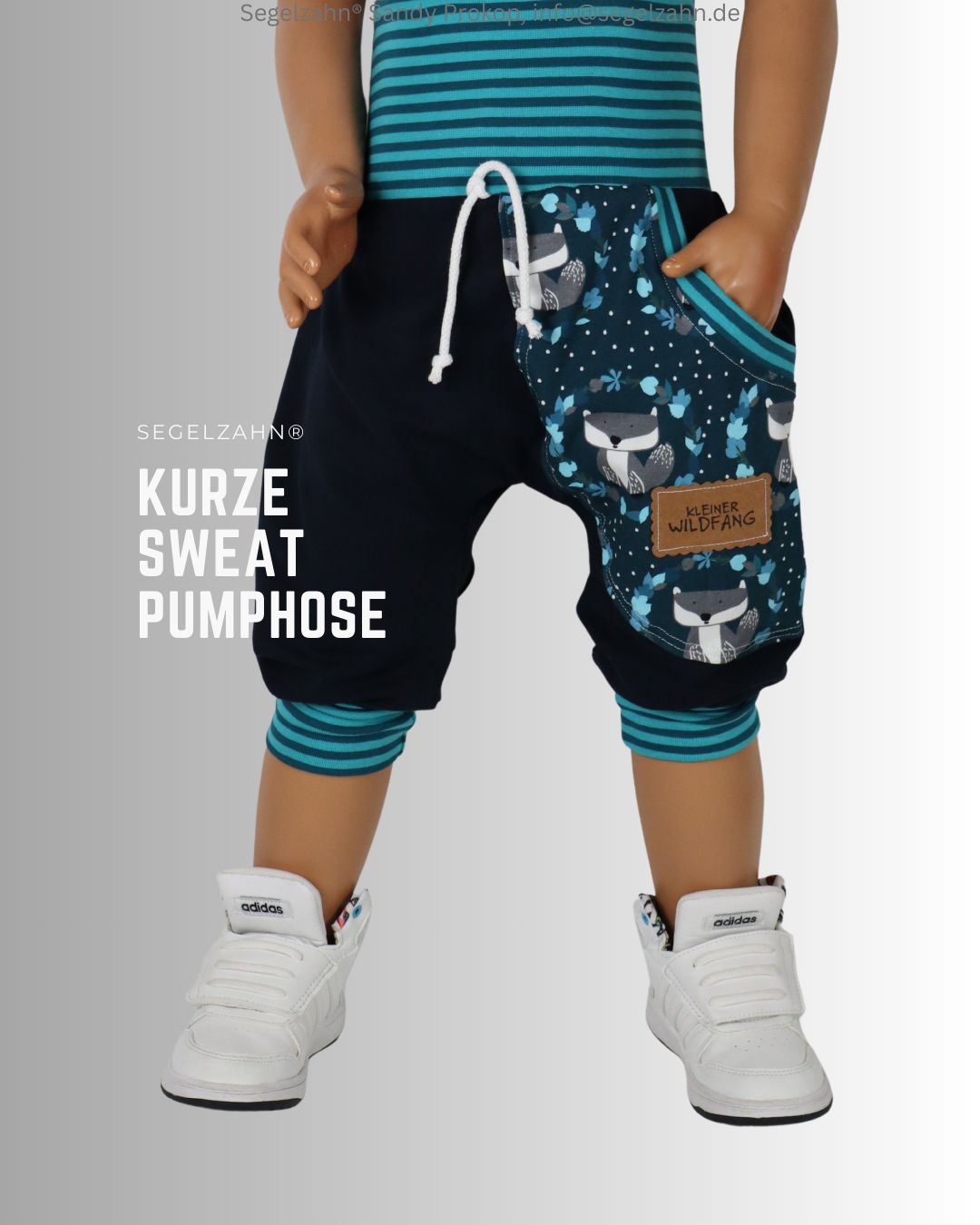 kurze Hose Kinder, Pumphose Sommerhose Blau Türkis Fuchs kurze Hose Kinder, Sommerhose Sweat Unisex für Jungen und Mädchen, Pumphose aus weichem French Terry Sweatstoff in blau, cool