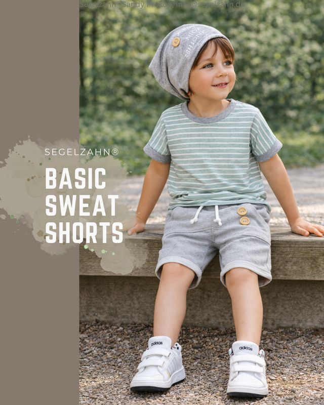 kurze Hose Kinder, basic Sweat Shorts uni , schlicht Hellgrau, Kinderhose aus weichem French Terry Sweatstoff mit Kangarootas