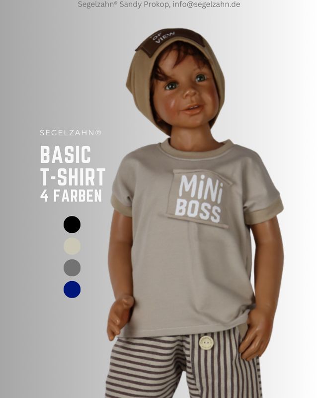 Basic T-Shirt für Kinder, Unisex Sweatshirt kurzarm aus weichem French Terry Sweatstoff mit frechem Spruch auf Brustpatch ( M