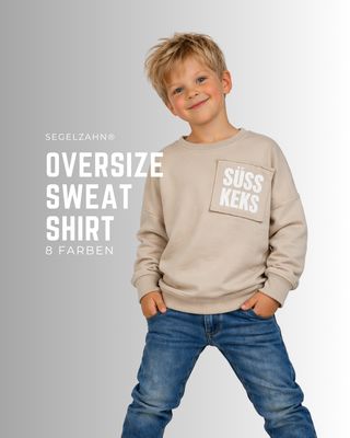 Sweatshirt Kinder, Oversize Schnitt Süss Keks in 8 verschiedenen Farben, Kinderpullover in Schwarz, Blau, Hellgrau, Dunkelgra