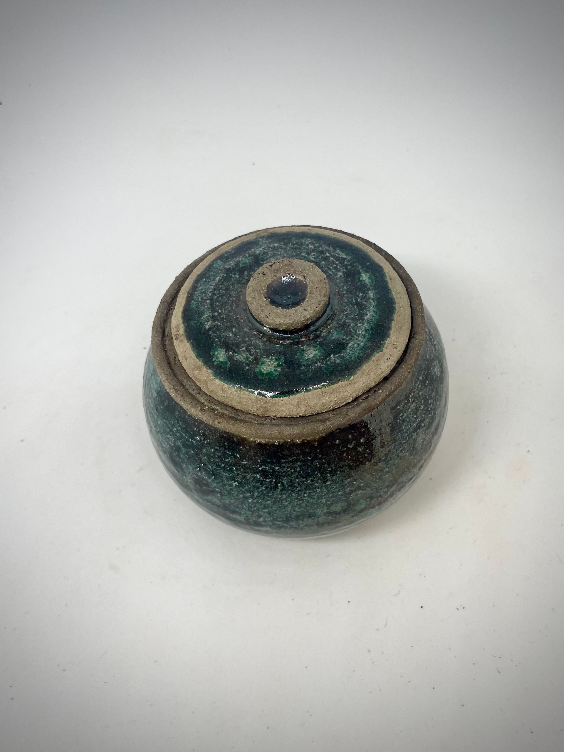 Raku-Miniurne dunkelblau-kupfer