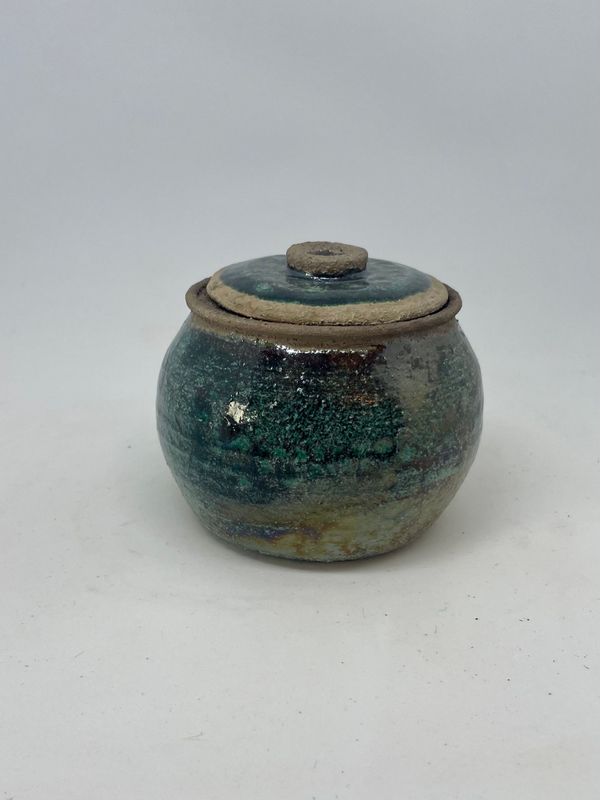 Raku-Miniurne dunkelblau-kupfer Raku-Miniurne dunkelblau-kupfer