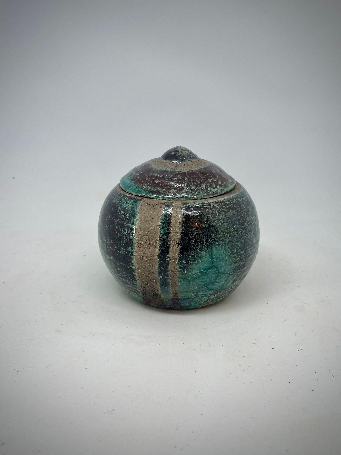 Raku-Miniurne türkis-braun