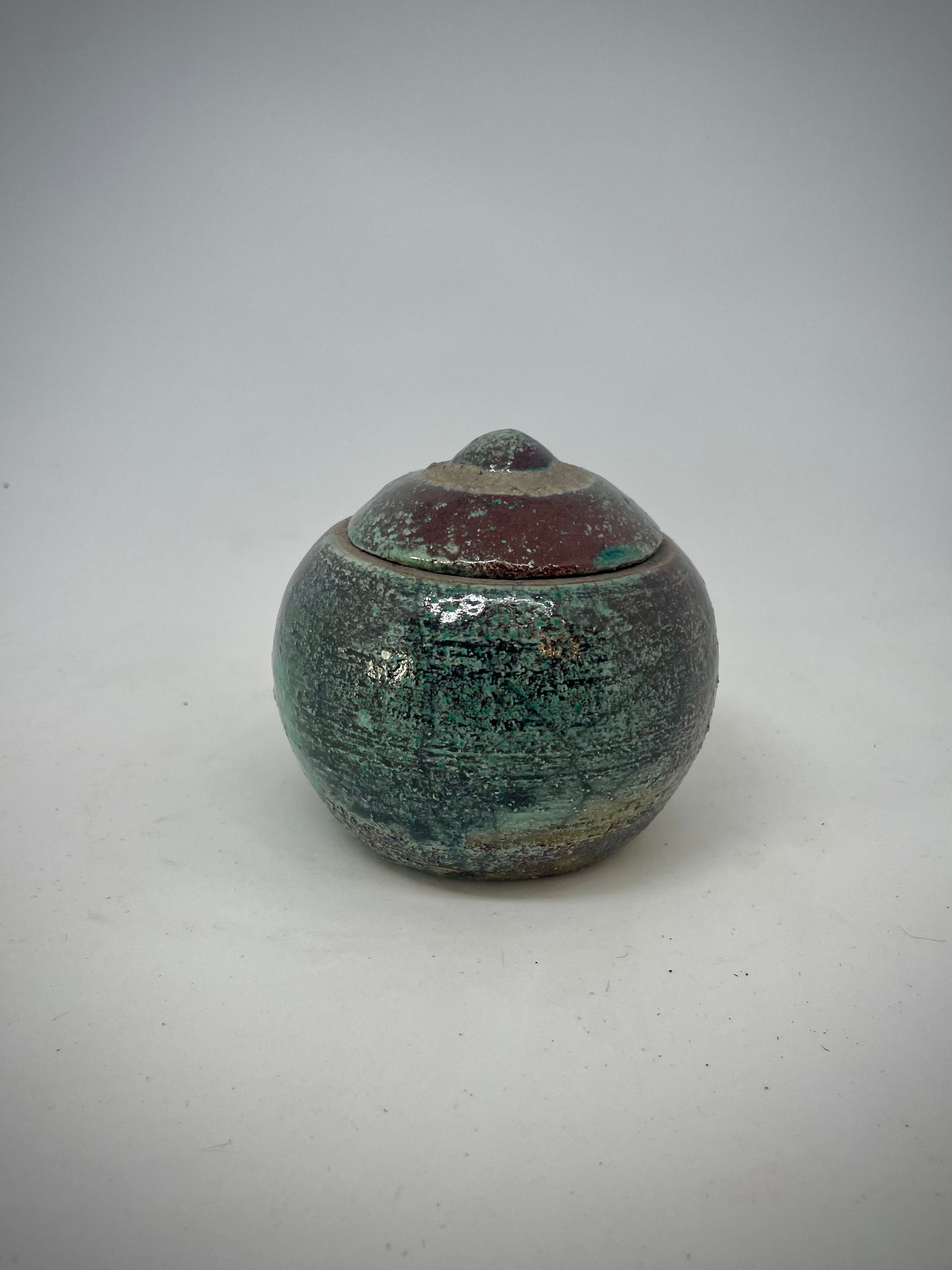 Raku-Miniurne türkis-braun