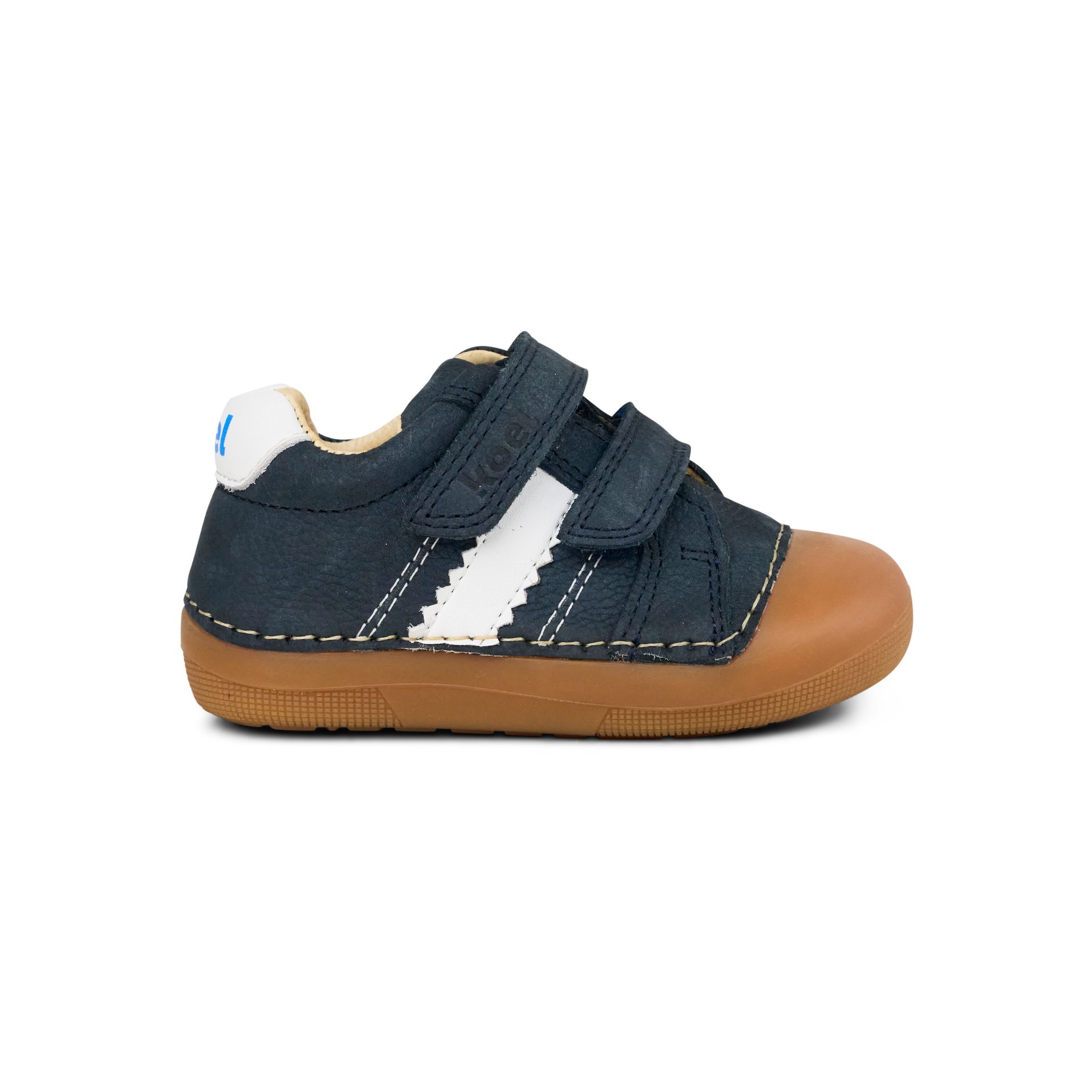 KOEL Archie Leather 3.0 Navy Lauflerner Kinder Barfußschuhe – Paar Leder Lauflernschuhe mit Klettverschluss und breiter Zehen